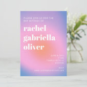 Retro Gradient Pink Lavender Lila Bat Mitzvah Einladung (Stehend Vorderseite)
