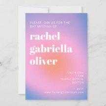 Retro Gradient Pink Lavender Lila Bat Mitzvah