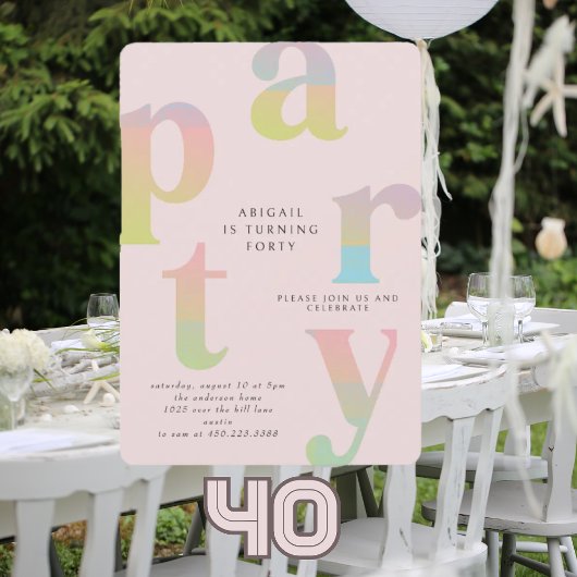 Retro Gradient weibliche Geburtstagspartei Einladung