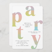 Retro Gradient Woman White Birthday Party Einladung (Vorne/Hinten)