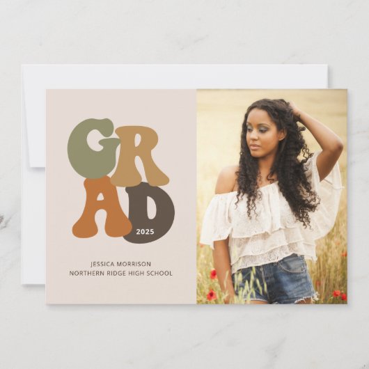 Retro Graduate 1970er Vintag Graduation Party Einladung (Vorderseite)