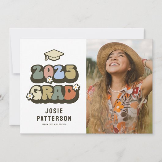 Retro Graduate Foto Abschluss Ankündigung (Vorderseite)