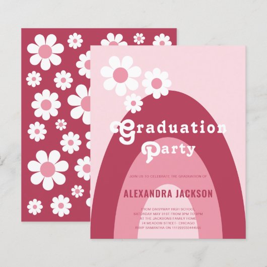 Retro Graduation Party Daisy Pink (Vorne/Hinten)