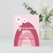 Retro Graduation Party Daisy Pink (Stehend Vorderseite)