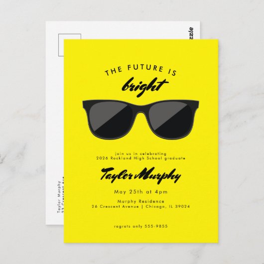 Retro Graduation Party Future is Bright Postcard Postkarte (Vorne/Hinten)