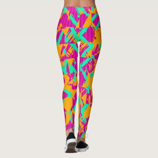 Retro Graffiti Clash Leggings - 80er Neon Street S (Rückseite)