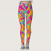 Retro Graffiti Clash Leggings - 80er Neon Street S (Vorderseite)