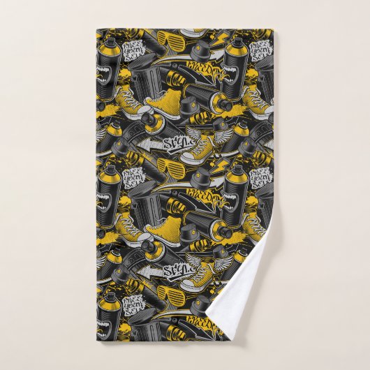 Retro Graffiti Urban Street Pattern Badhandtuch Set (Handtuch)