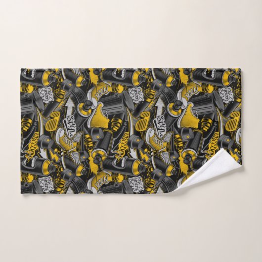Retro Graffiti Urban Street Pattern Badhandtuch Set (Handtuch)
