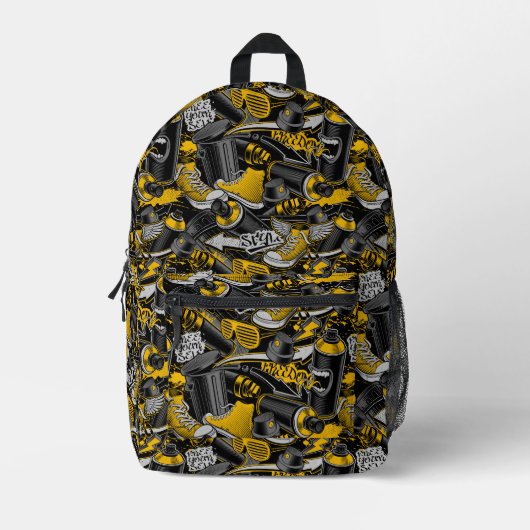 Retro Graffiti Urban Street Pattern Bedruckter Rucksack (Vorderseite)