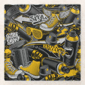 Retro Graffiti Urban Street Pattern Glasuntersetzer (Vorderseite)