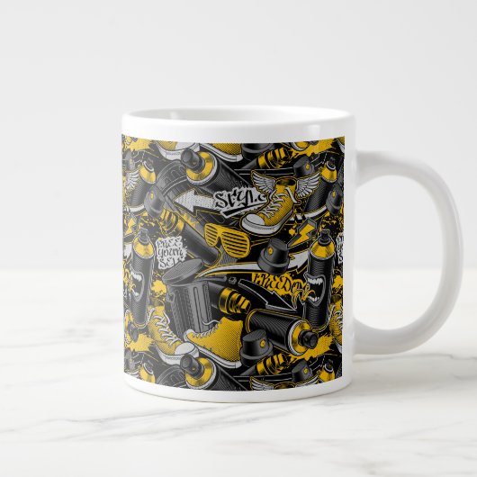 Retro Graffiti Urban Street Pattern Jumbo-Tasse (Rechts)