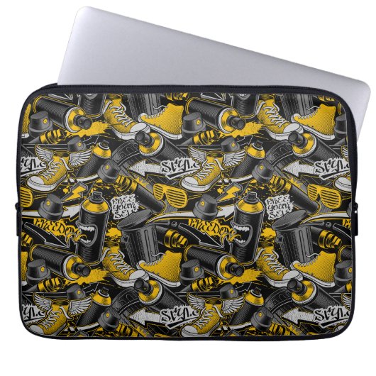 Retro Graffiti Urban Street Pattern Laptopschutzhülle (Vorderseite)