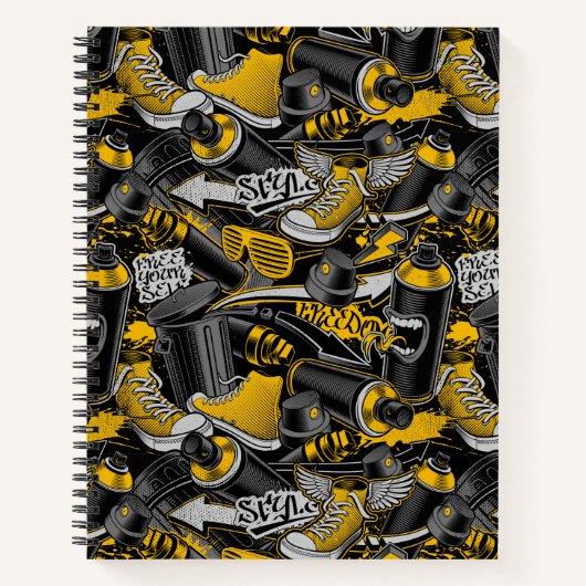 Retro Graffiti Urban Street Pattern Notizblock (Vorderseite)