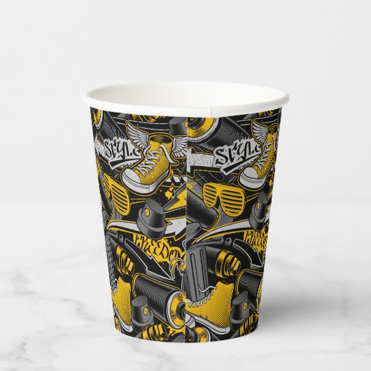 Retro Graffiti Urban Street Pattern Pappbecher (Rechts)