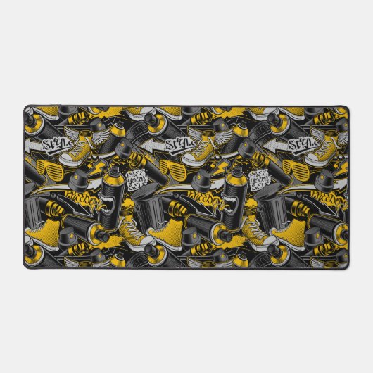 Retro Graffiti Urban Street Pattern Schreibtischunterlage (Vorderseite)