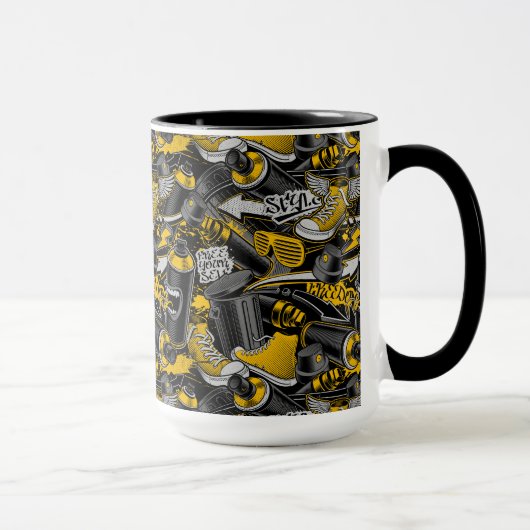 Retro Graffiti Urban Street Pattern Tasse (Rechts)