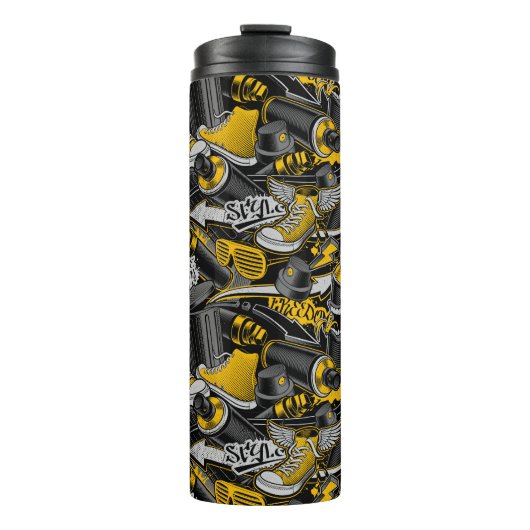 Retro Graffiti Urban Street Pattern Thermosbecher (Vorderseite)