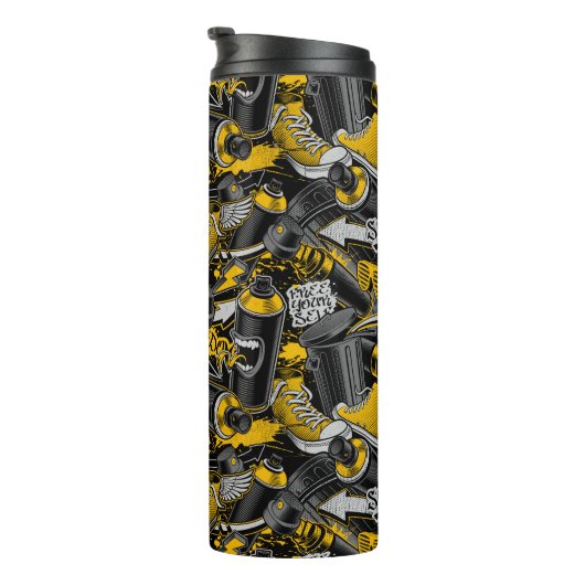 Retro Graffiti Urban Street Pattern Thermosbecher (Nach rechts gedreht)