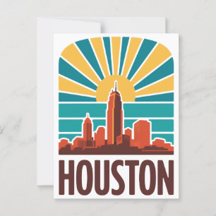 Retro-Grafik des Houstoner Stadtbilds bei Sonnenun Postkarte