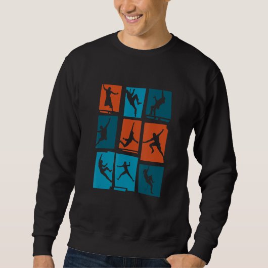 Retro-Grafik-Klettern-Bouldering-Felsenkletterer-M Sweatshirt (Vorderseite)