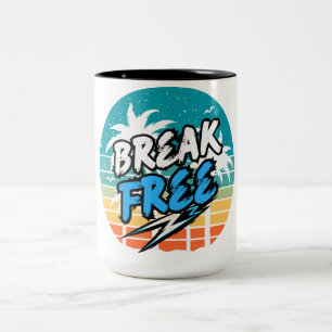 Retro-Grafik-Mug mit dem Aufdruck 'Befreie dich' Zweifarbige Tasse