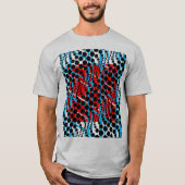 Retro grafischer blaues Rot-T - Shirt (Vorderseite)