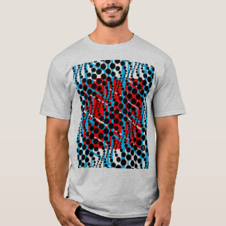 Retro grafischer blaues Rot-T - Shirt