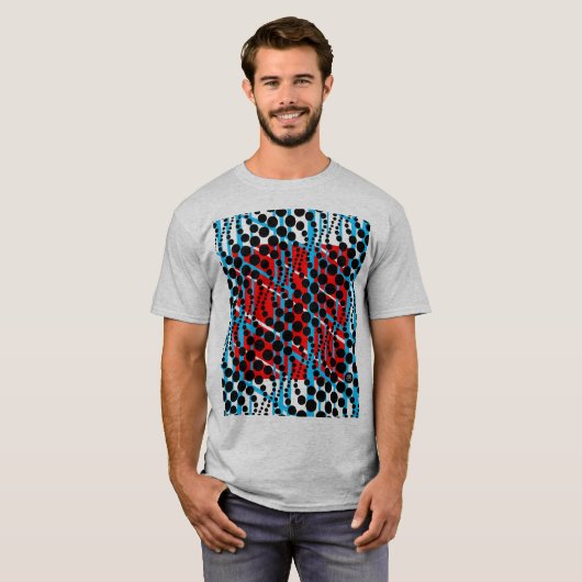 Retro grafischer blaues Rot-T - Shirt (Vorne ganz)