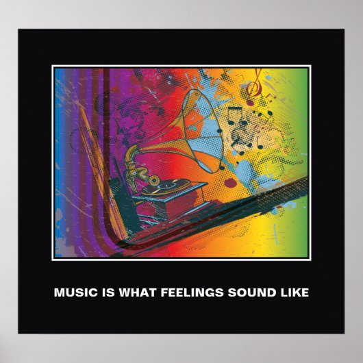 Retro Grammophon Music Zitat motivierend Poster (Vorne)