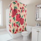 Retro-Granatfrüchte-Blätter botanisch Duschvorhang (Beispiel)