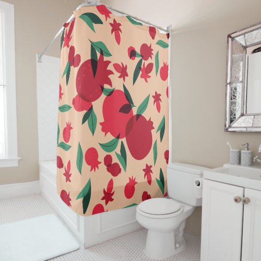 Retro-Granatfrüchte-Blätter botanisch Duschvorhang (Beispiel)