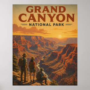 Retro Grand Canyon National Park WPA Stil Wandern Poster