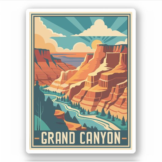 Retro Grand Canyon Nationalpark Aufkleber (Vorderseite)