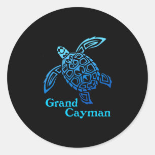 Retro Grand Cayman Inseln Meeresschildkröte tribal Runder Aufkleber