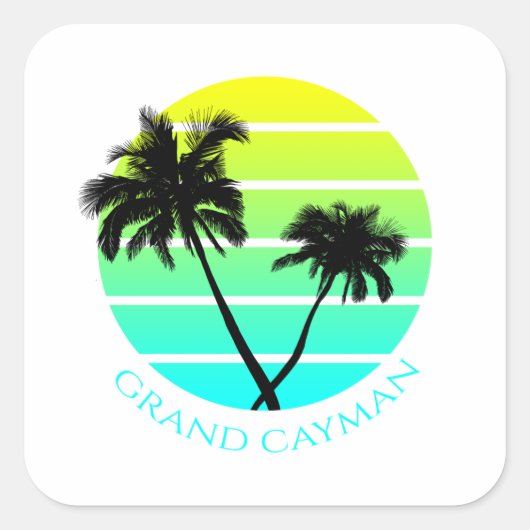 Retro Grand Cayman Islands Quadratischer Aufkleber (Vorderseite)