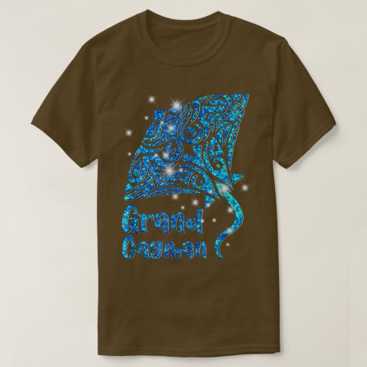 Retro Grand Cayman Islands Tribal Stingray Sea Ray T-Shirt (Design vorne)