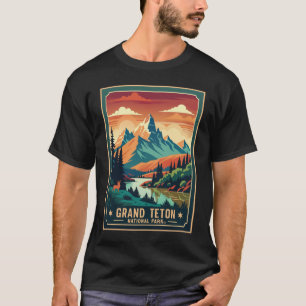 Retro Grand Teton Wandern T - Shirt