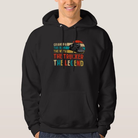 Retro Grandpa the Man the Myth the Trucker the Leg Hoodie (Vorderseite)