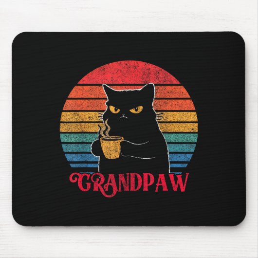 Retro Grandpaw Funny Sarcastic Cat Lover Quote Gra Mousepad (Vorne)