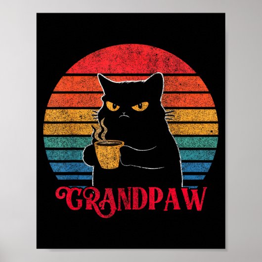 Retro Grandpaw Funny Sarcastic Cat Lover Quote Gra Poster (Vorne)