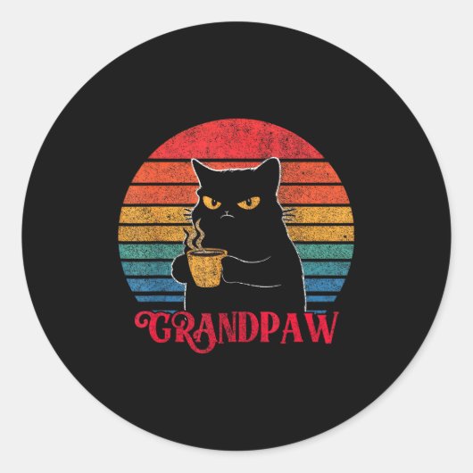 Retro Grandpaw Funny Sarcastic Cat Lover Quote Gra Runder Aufkleber (Vorderseite)