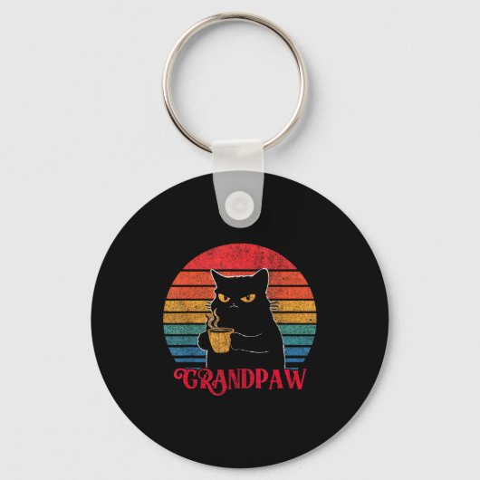 Retro Grandpaw Funny Sarcastic Cat Lover Quote Gra Schlüsselanhänger (Vorderseite)
