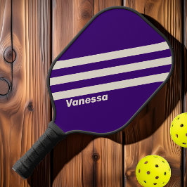 Retro Grapevine Drei Streifen mit Namen Pickleball Schläger