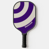 Retro Grapevine Three Circle Streifen mit Name Pickleball Schläger (Rückseite)