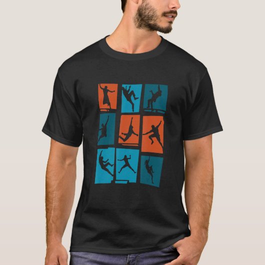 Retro Graphic Climbing Bouldering Rock Climber Mou T-Shirt (Vorderseite)
