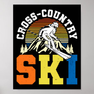 Retro Graphic Cross Country Ski Winter Sports B Poster