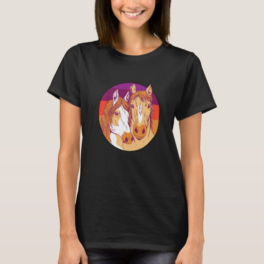 Retro Graphic Horse Lover Equestrian Rider Horses T-Shirt (Vorderseite)