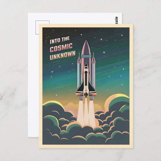Retro Graphic LoFi Cosmic Retrowave Space Shuttle Postkarte (Vorne/Hinten)