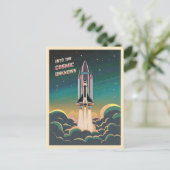 Retro Graphic LoFi Cosmic Retrowave Space Shuttle Postkarte (Stehend Vorderseite)